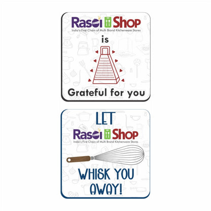 RasoiShop Printed MDF Wooden Square Tea Coasters - 1