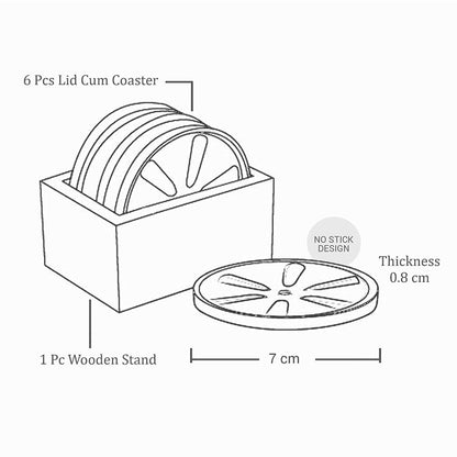 Treo Lid Cum Coaster with Wooden Stand - 15