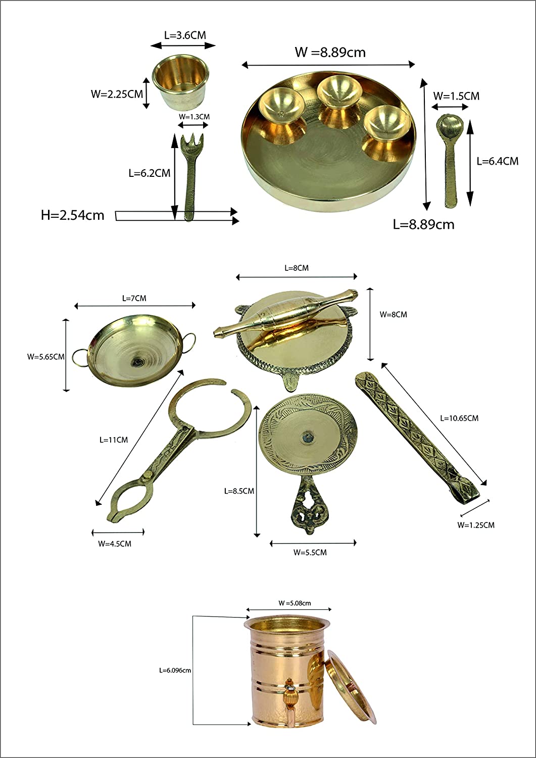 Desi Toys Brass Miniature Kitchen Pretend Playset