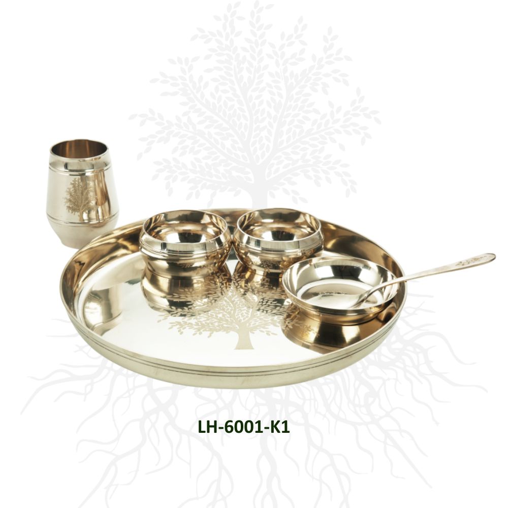 LaCoppera 6 Pcs Bronze Dinner Thali Set - 2