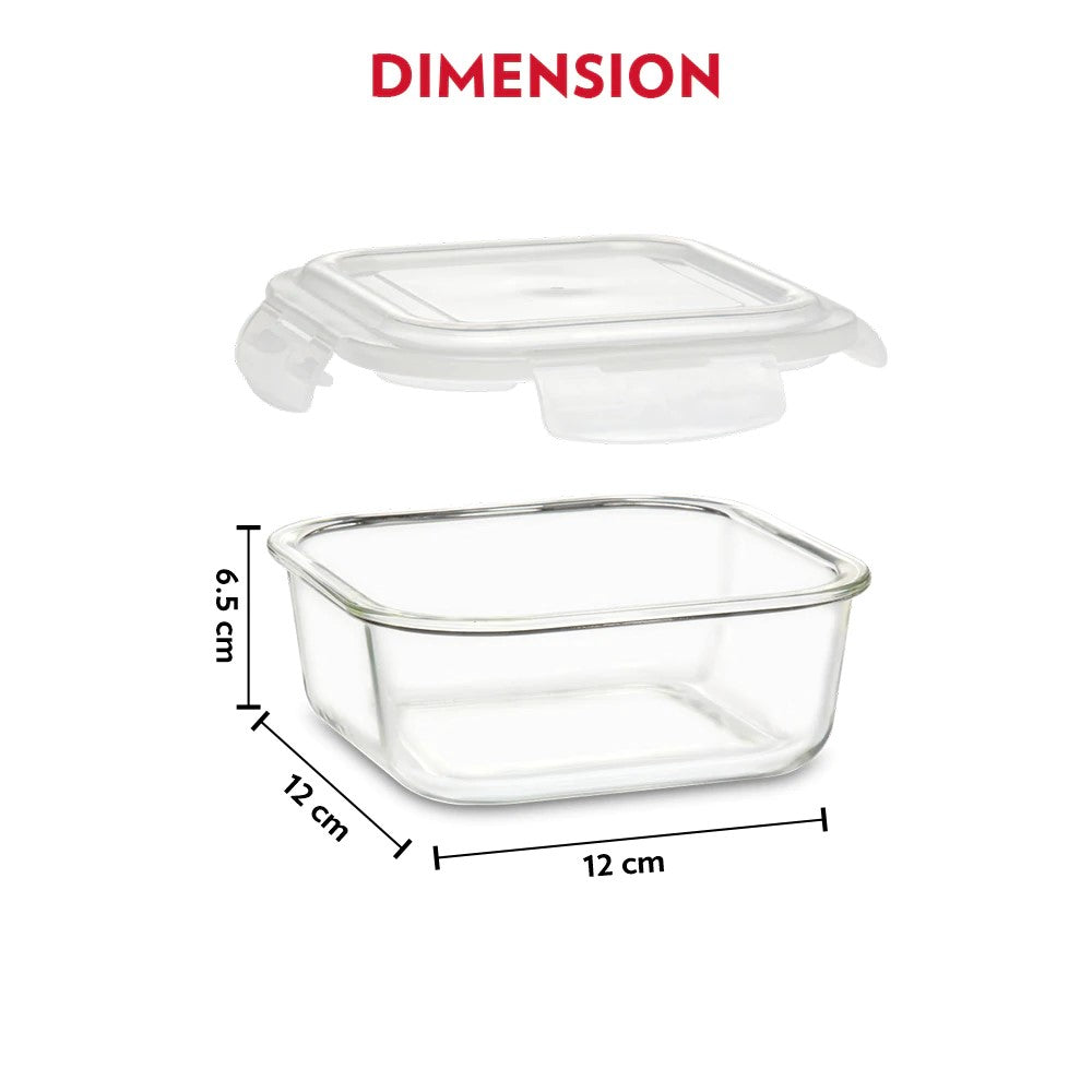 Borosil Store Fresh 320 ml Set of Klip N Store Glass Storage Containers - 4