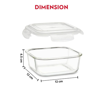 Borosil Store Fresh 320 ml Set of Klip N Store Glass Storage Containers - 4