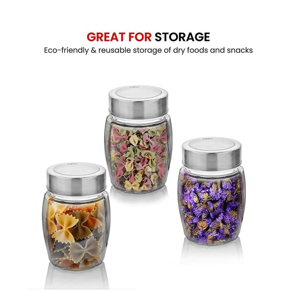 Yera X-Series KBM 350 ML Glass Storage Jar with Steel Lid - 4