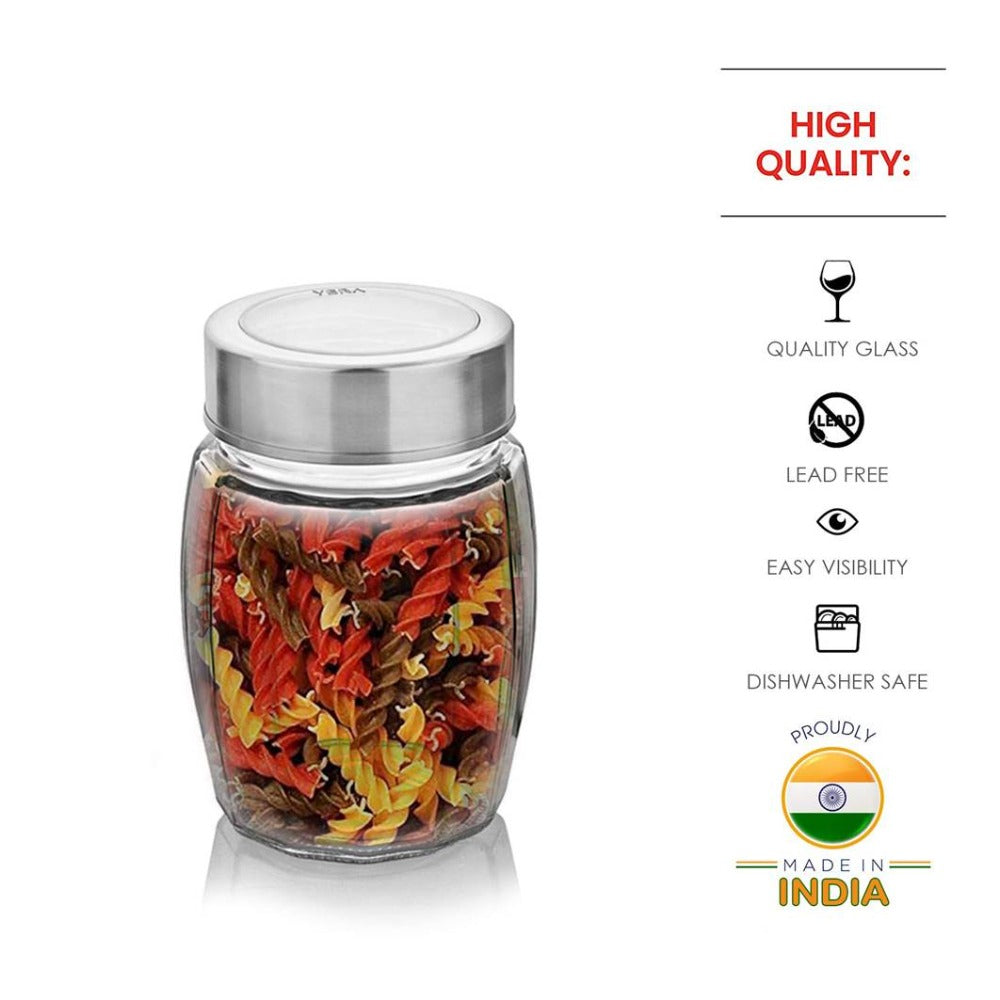 Yera X-Series KBM Glass Storage Jar with Steel Lid - 900 ML - 3