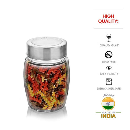 Yera X-Series KBM Glass Storage Jar with Steel Lid - 900 ML - 3