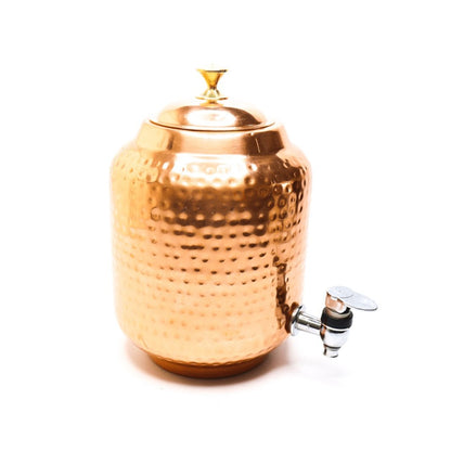 LaCoppera Hammered Copper Table Top Matka (Water Dispenser) with Tap - 8 Litre - 2