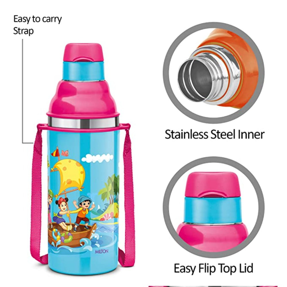 Milton Kool Stunner 400 ML Insulated Inner Stainless Steel Water Bottle for Kids - Light Blue - 4