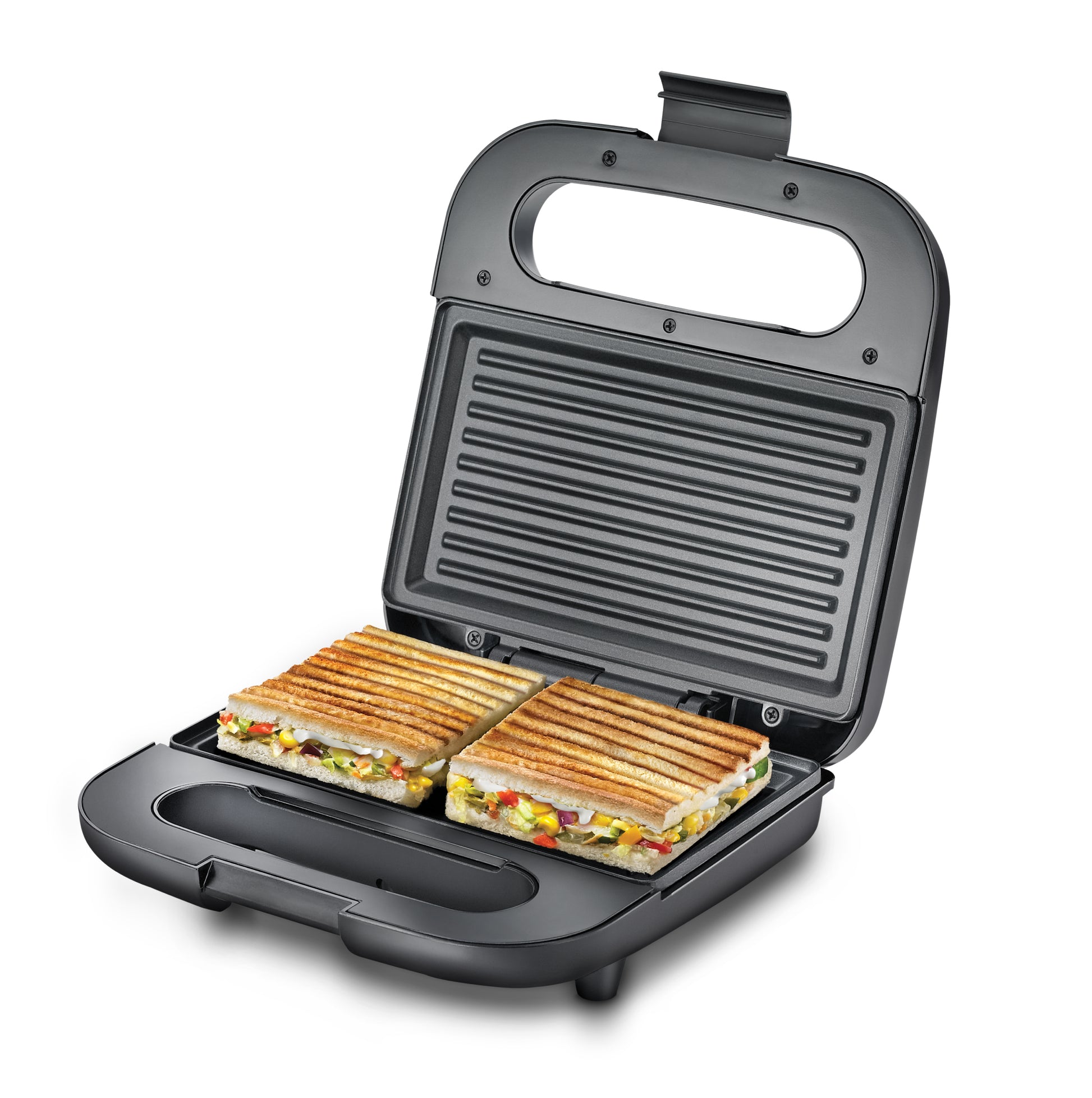 प्रेस्टीज पीजीडीपी 01 नॉन-स्टिक डीप हीटिंग प्लेट्ससह सँडविच ग्रिलर - 750 वॅट्स | मोठ्या आकाराच्या ब्रेड आणि सँडविचसाठी 