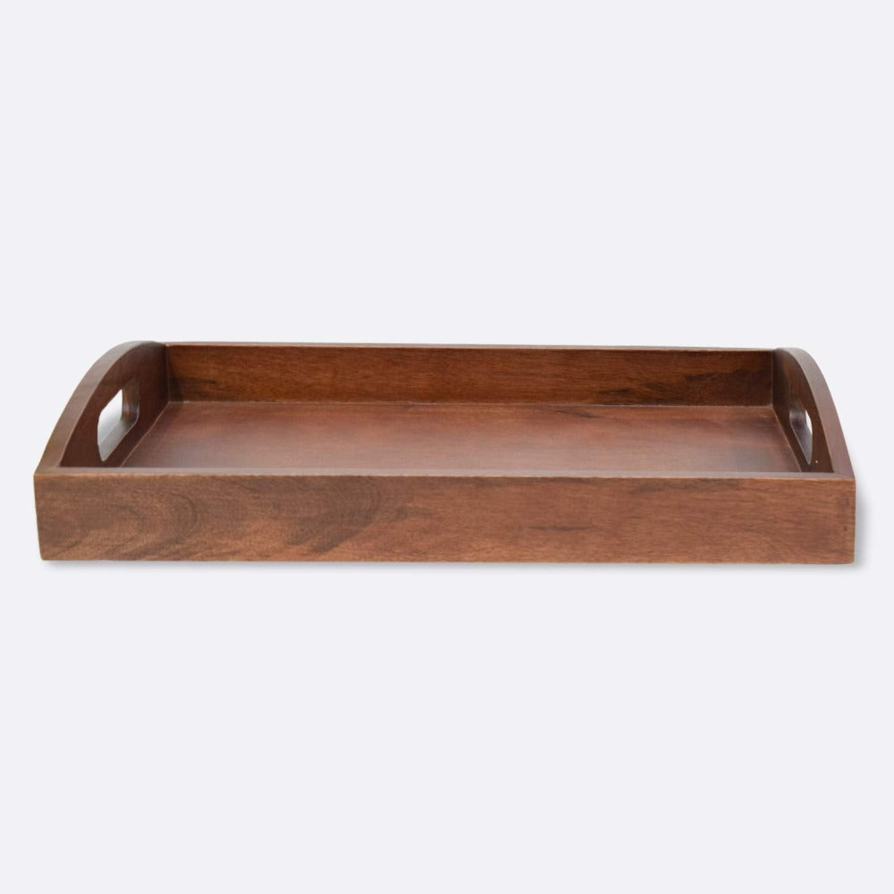 Softel Premium Mahogany Finish Wooden Classic Rectangular Serving Tray - 6