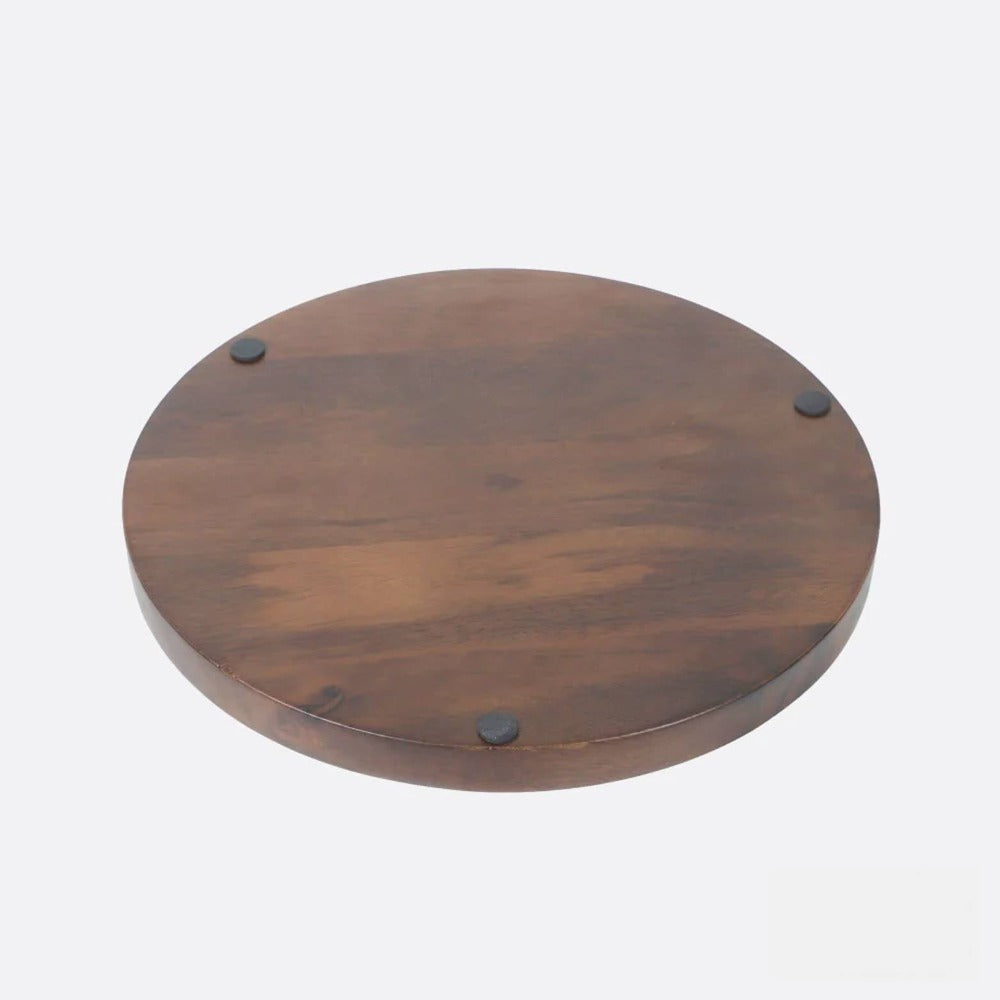 Softel Wooden Round Carved Crust Serving Platter - 6
