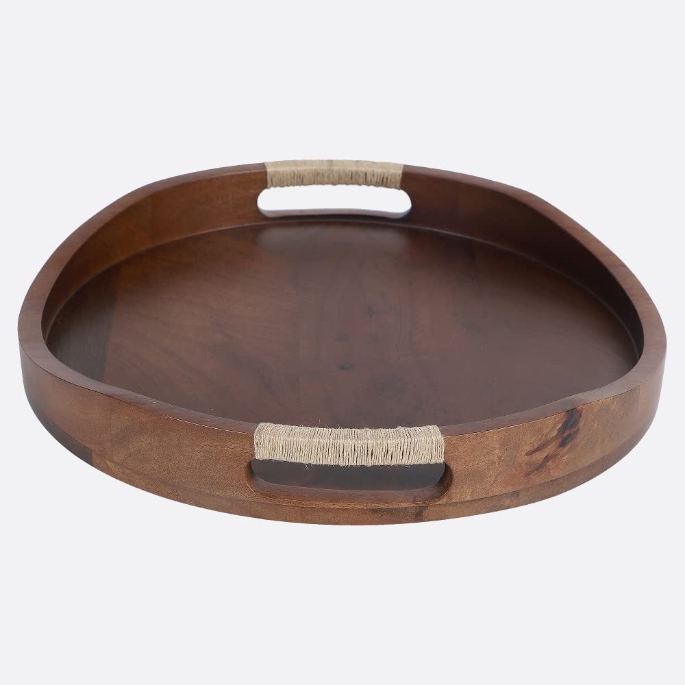 Softel Wooden Tribal Curvy Serving Tray in Walnut - 4