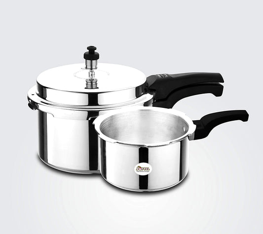 Softel Pressure Cooker 2L and 3L ComboSoftel Pressure Cooker Combo - 2 Litres and 3 Litres with Common Lid - ISI Certified