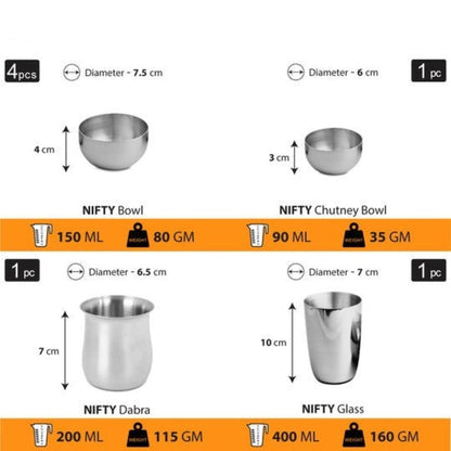 Shri & Sam Nifty Small Stainless Steel Thali Set - 7