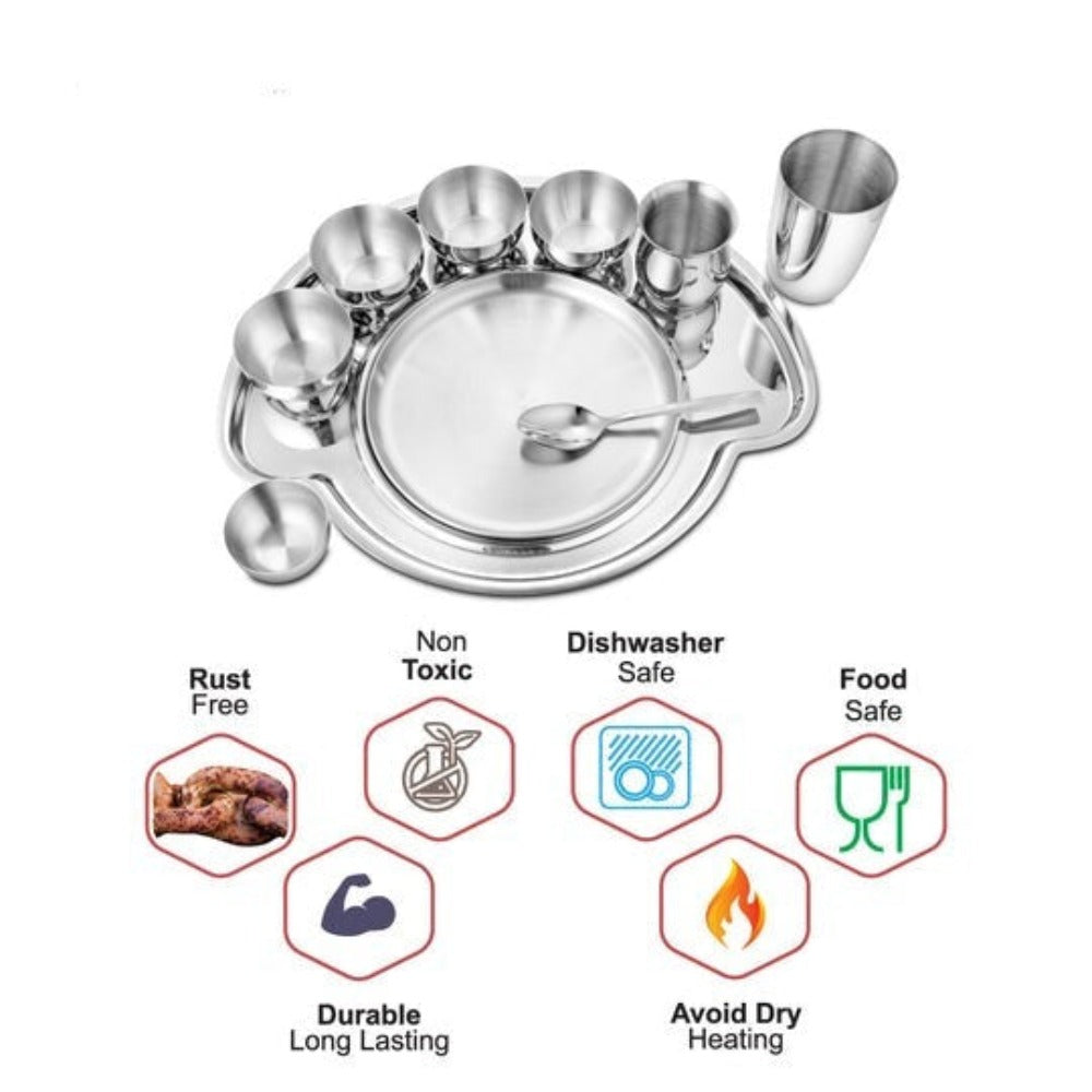 Shri & Sam Nifty Small Stainless Steel Thali Set - 8