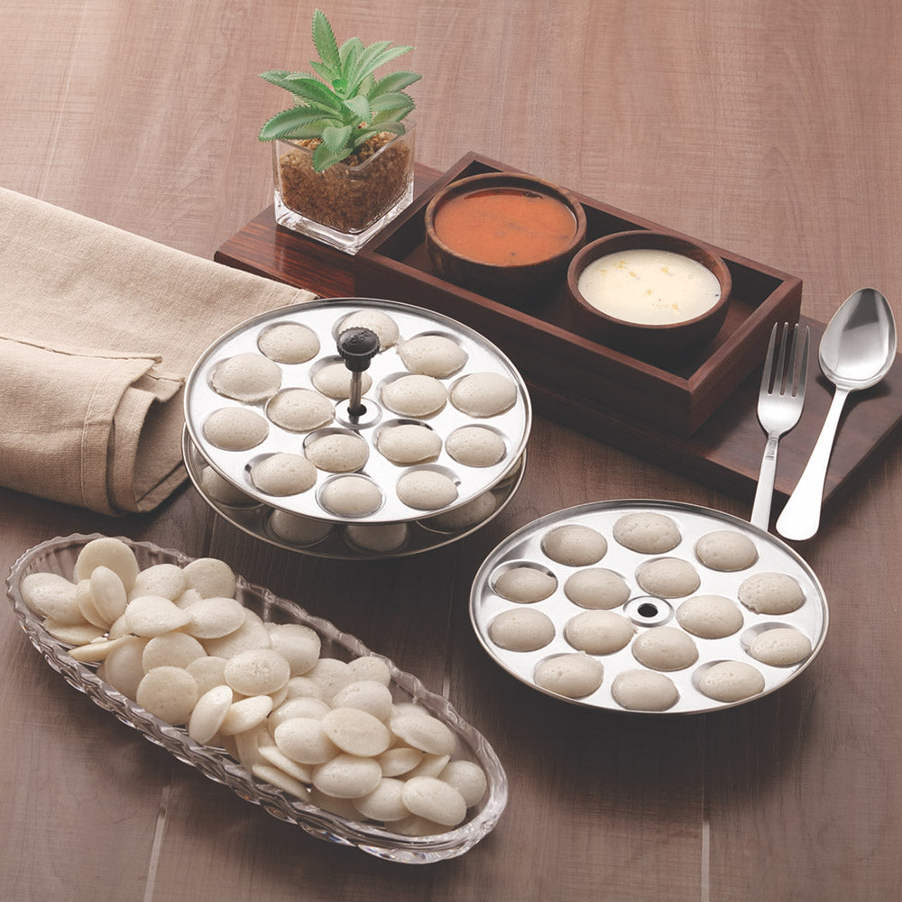 Komal Stainless Steel 15x4 Mini Idli Stand | Hawkins Type | Silver