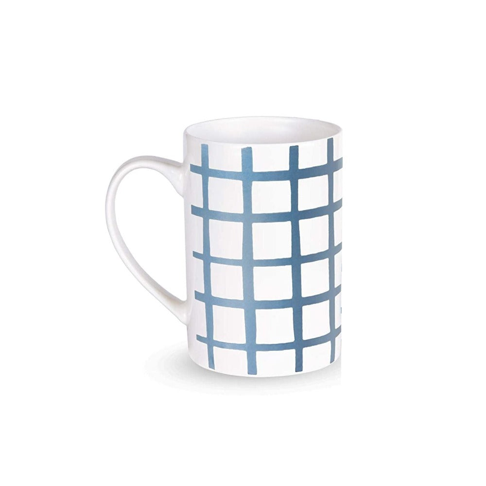 Treo Artisan Ceramic 400 ML Mug Blue Thick Checks - Tre0062 - 14
