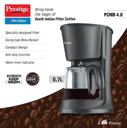 प्रेस्टीज कॉफी मेकर - ड्रिप टाइप पीसीएमडी 4.0 | 0.7 एल