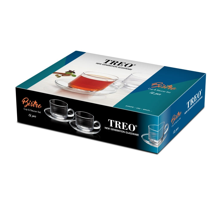 ट्रेओ बिस्ट्रो कप एन सॉसरचा 12 पीसी - Tre0046 सेट