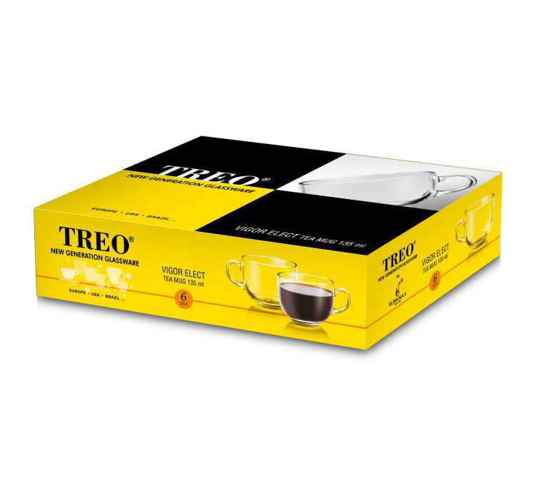 Treo Vigor Elect 135 ML चाय कॉफी मग 6 पीस का सेट - Tre0059