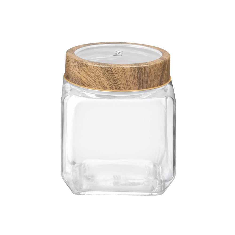 Treo Woody Cube 580 ML Storage Glass Jar - 3