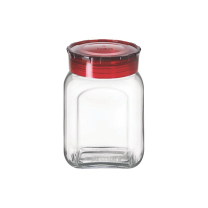 Treo Square Glass Storage Jar with Red Lid - 1300 ML - 4
