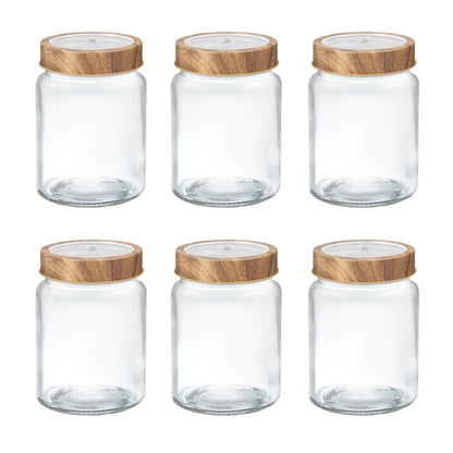 Treo Woody Radius 310 ML Storage Glass Jar | Transparent | Set of 3 and 6 Pcs on www.rasoishop.com